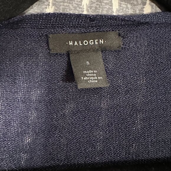 Halogen Navy Blue Linen Blend Longline Open Front Cardigan - Size S - Picture 3 of 4